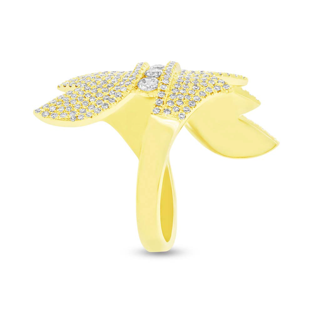 1.28ct 14k Yellow Gold Diamond Pave Lady's Ring