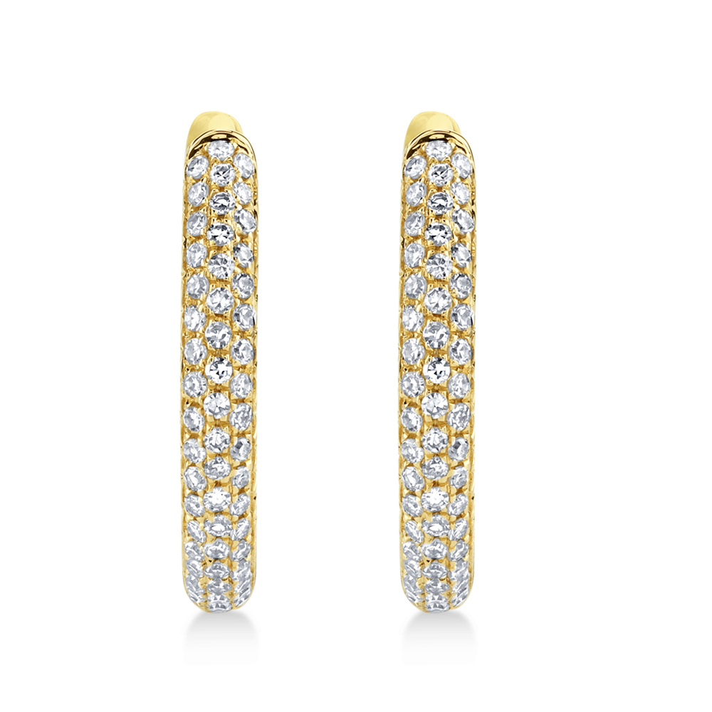 Diamond Pave Mini Hoop Earrings 14k Yellow Gold (0.21ct)