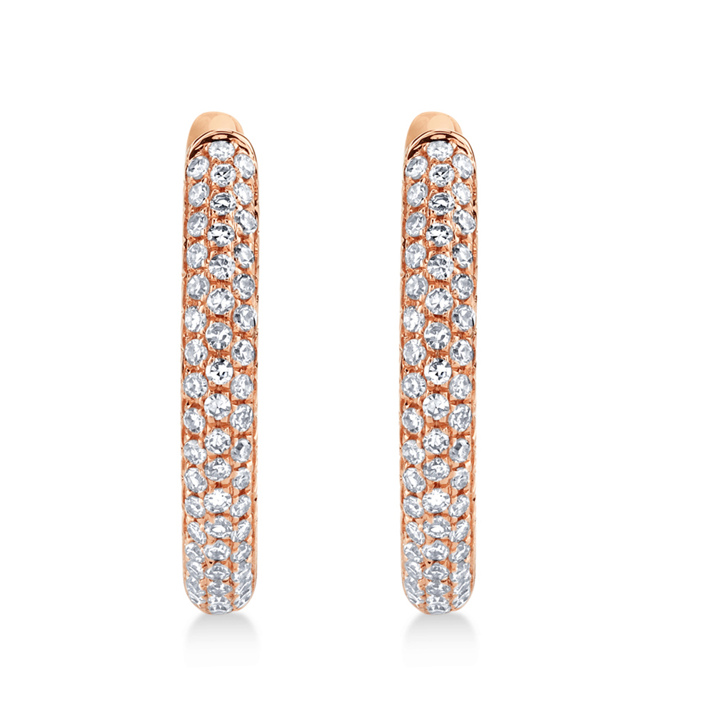 Diamond Pave Mini Hoop Earrings 14k Rose Gold (0.21ct)