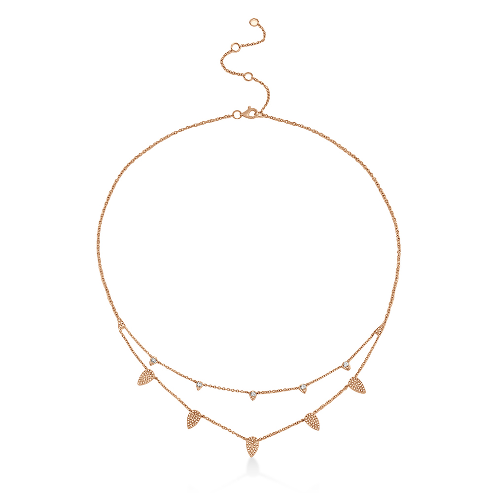 Diamond Layered Solitare Necklace 14k Rose Gold (0.50ct)