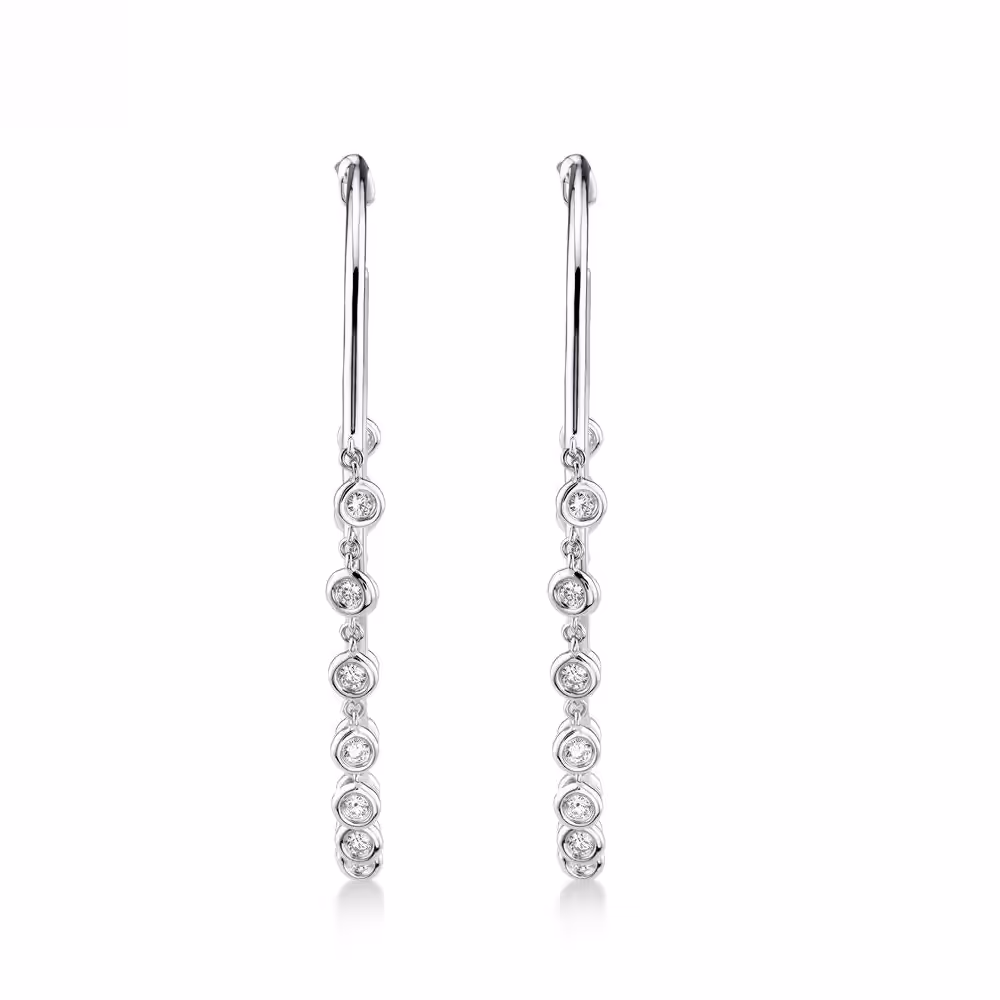 Diamond Shaker Hoop Earrings 14k White Gold (0.90ct)