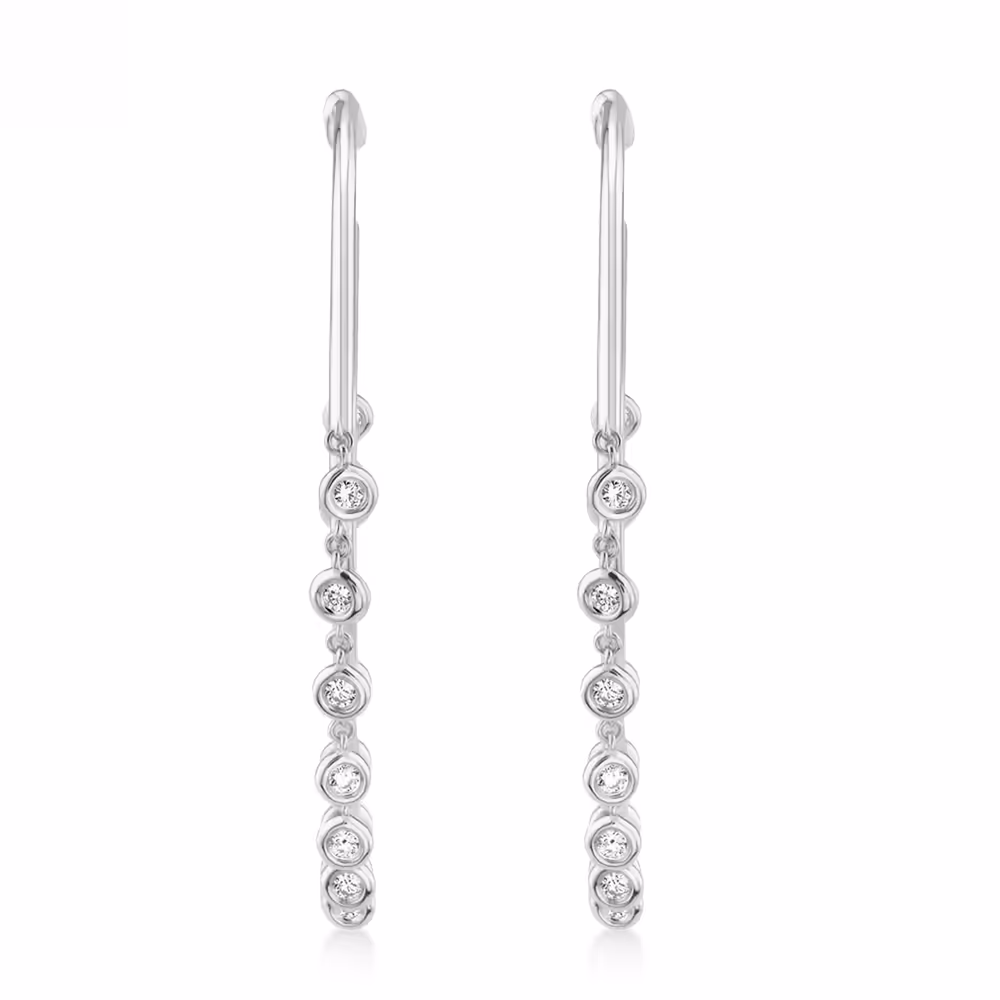 Diamond Shaker Hoop Earrings 14k White Gold (0.90ct)