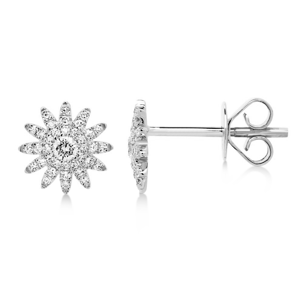 Diamond Starburst Stud Earrings 14k White Gold (0.24ct)
