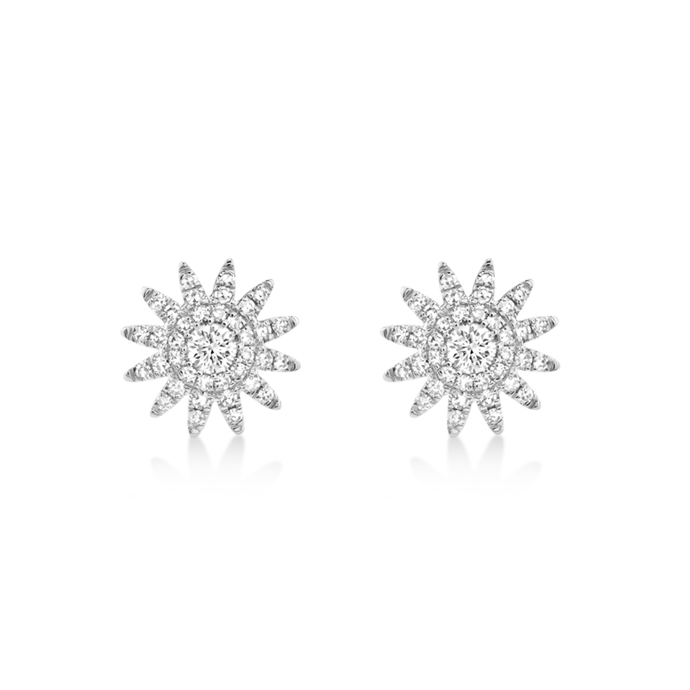 Diamond Starburst Stud Earrings 14k White Gold (0.24ct)