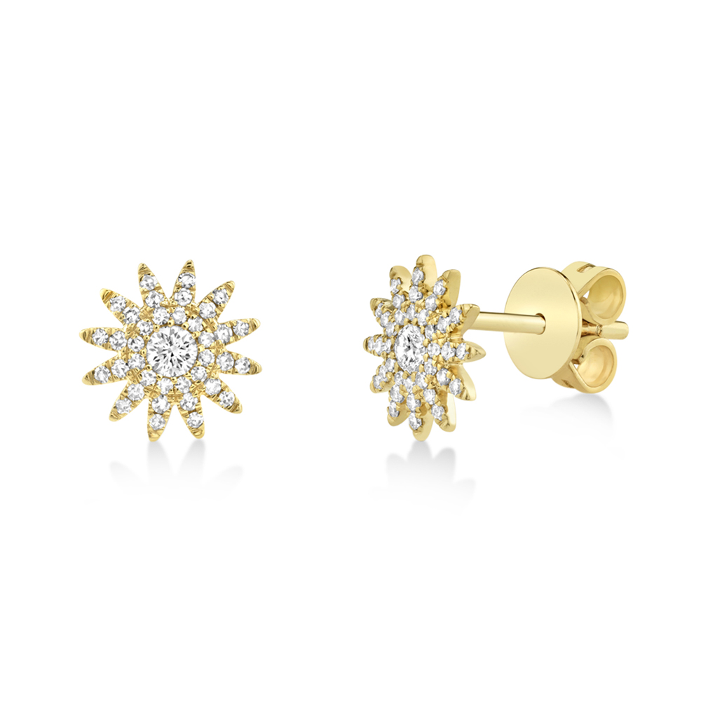 Diamond Starburst Stud Earrings 14k Yellow Gold (0.24ct)