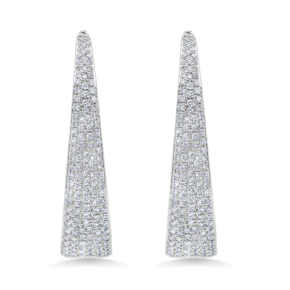 Diamond Pave Inside Out Oval Hoop Earrings 14k White Gold (1.73ct)