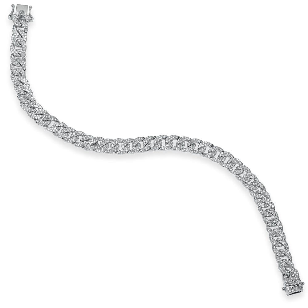 Diamond Pave Cuban Link Bracelet 14k White Gold (1.69ct)
