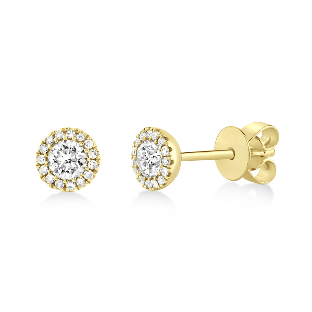 Diamond Halo Style Stud Earrings in 14k Yellow Gold (0.48ct)