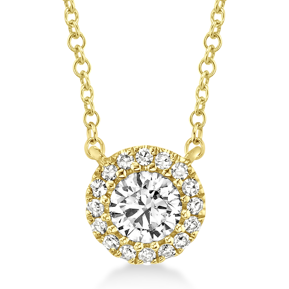 Diamond Halo Pendant Necklace 14k Yellow Gold (0.25ct)