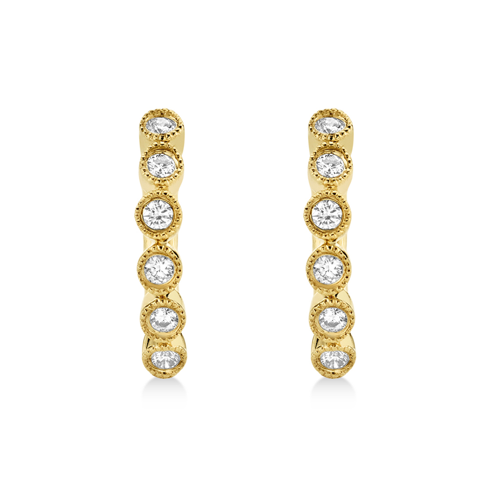 Diamond Bezel Huggie Earrings 14k Yellow Gold (0.11ct)