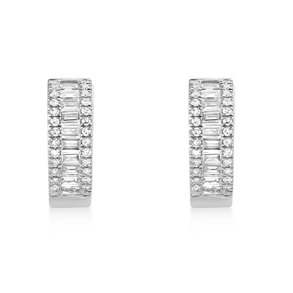 Diamond Baguette Huggie Earrings 14k White Gold (0.49ct)