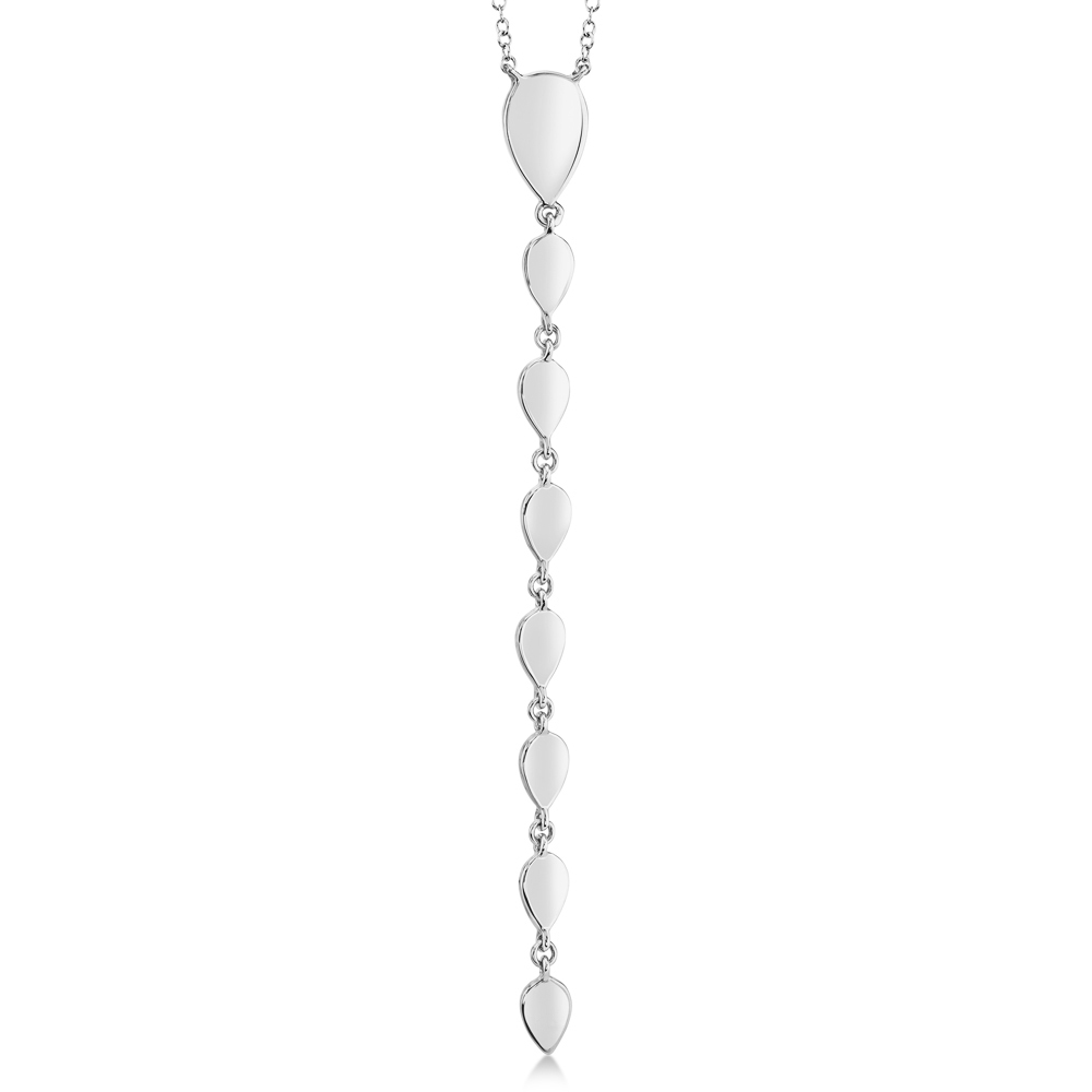 Diamond Pera Lariat Necklace 14k White Gold (0.11ct)