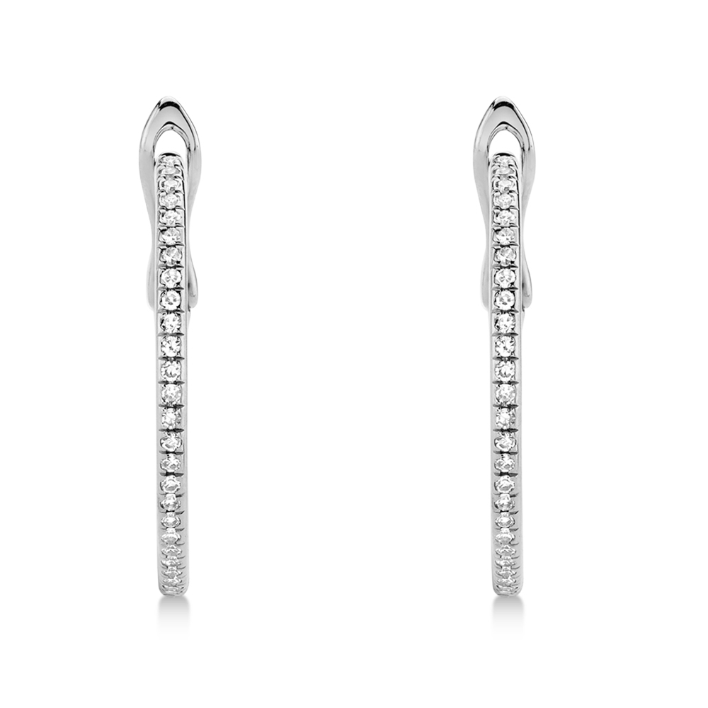 Diamond Mini Hoop Earrings 14k White Gold (0.21ct)