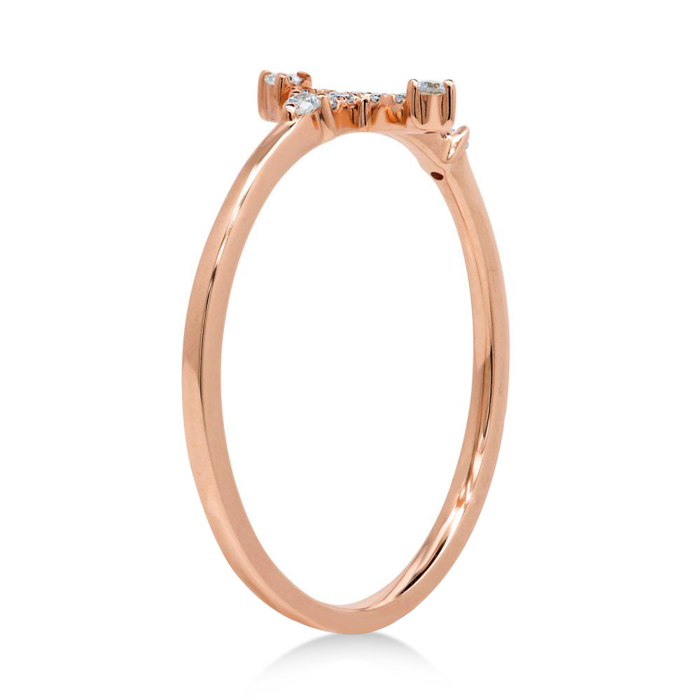 Diamond Accented Horizontal Cross Ring 14k Rose Gold (0.09ct)