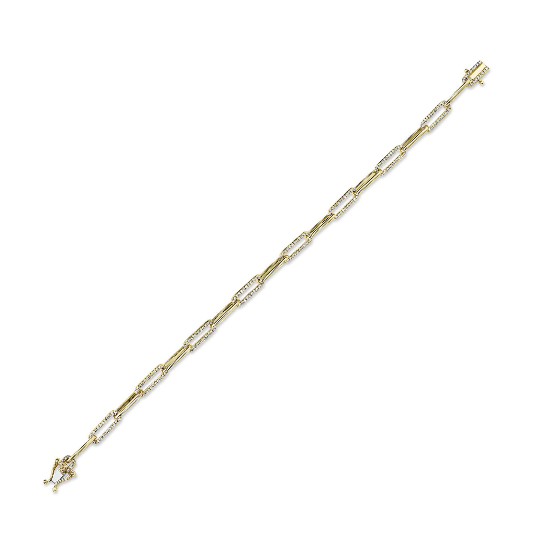 Diamond Accented Paperclip Link Bracelet 14k Yellow Gold (0.74ct)