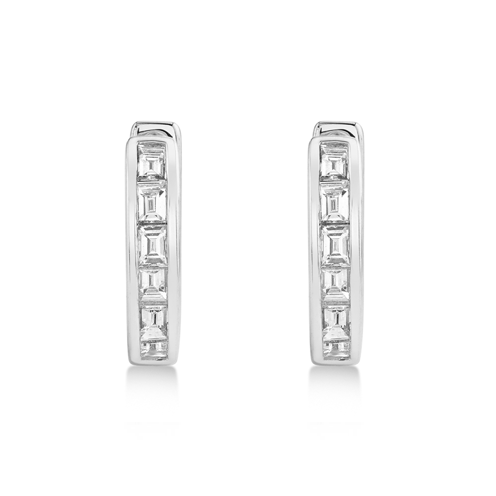 Diamond Baguette Huggie Earrings 14k White Gold (0.33ct)