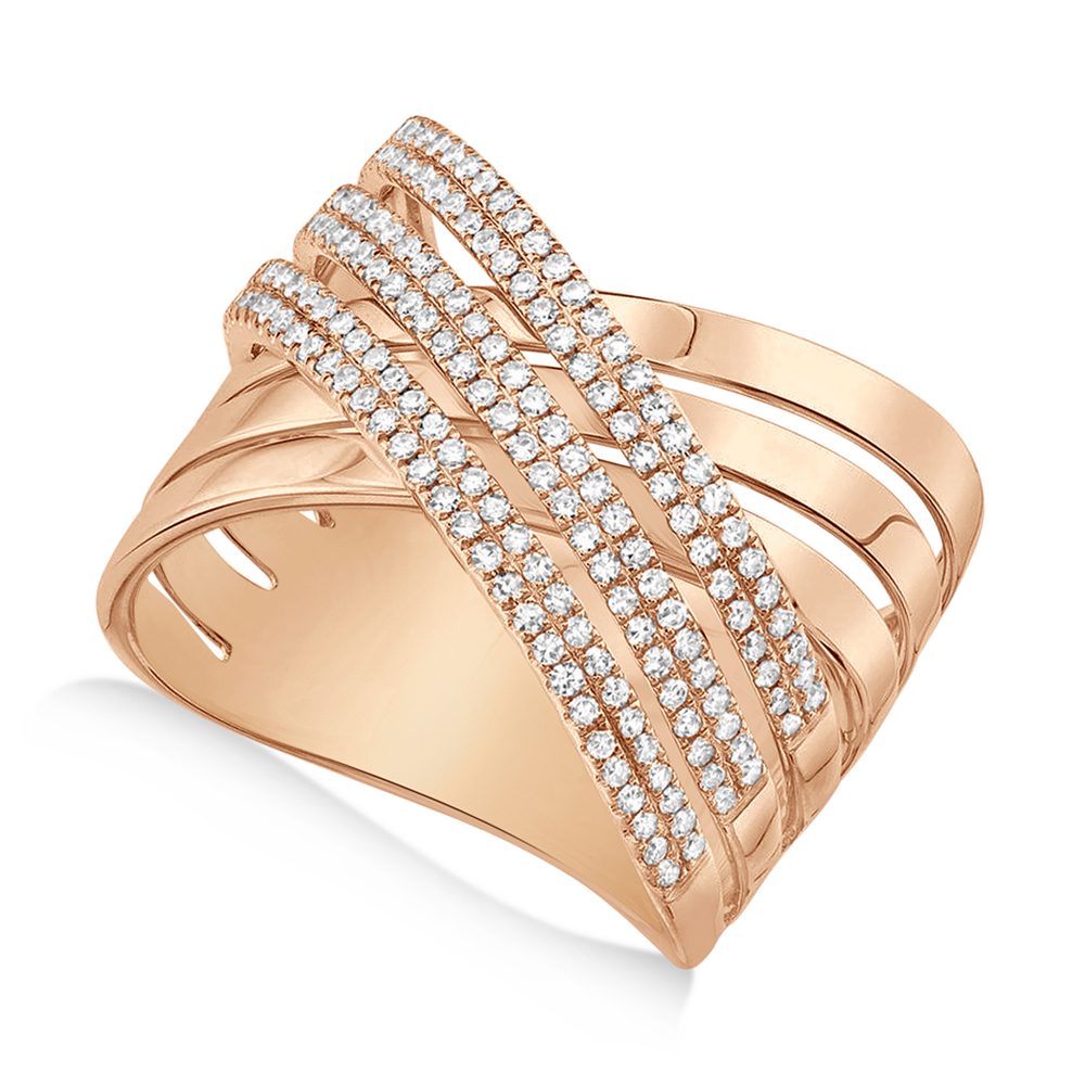 Diamond Accented Bridge Ring 14k Rose Gold (0.54ct)