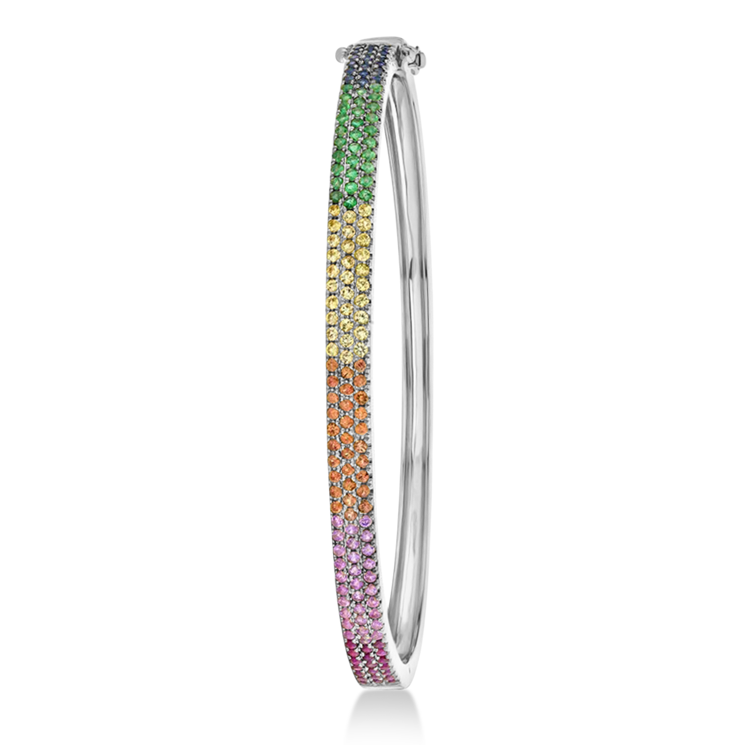 Rainbow Sapphire Pave Bangle in 14k White Gold  (1.55ct)
