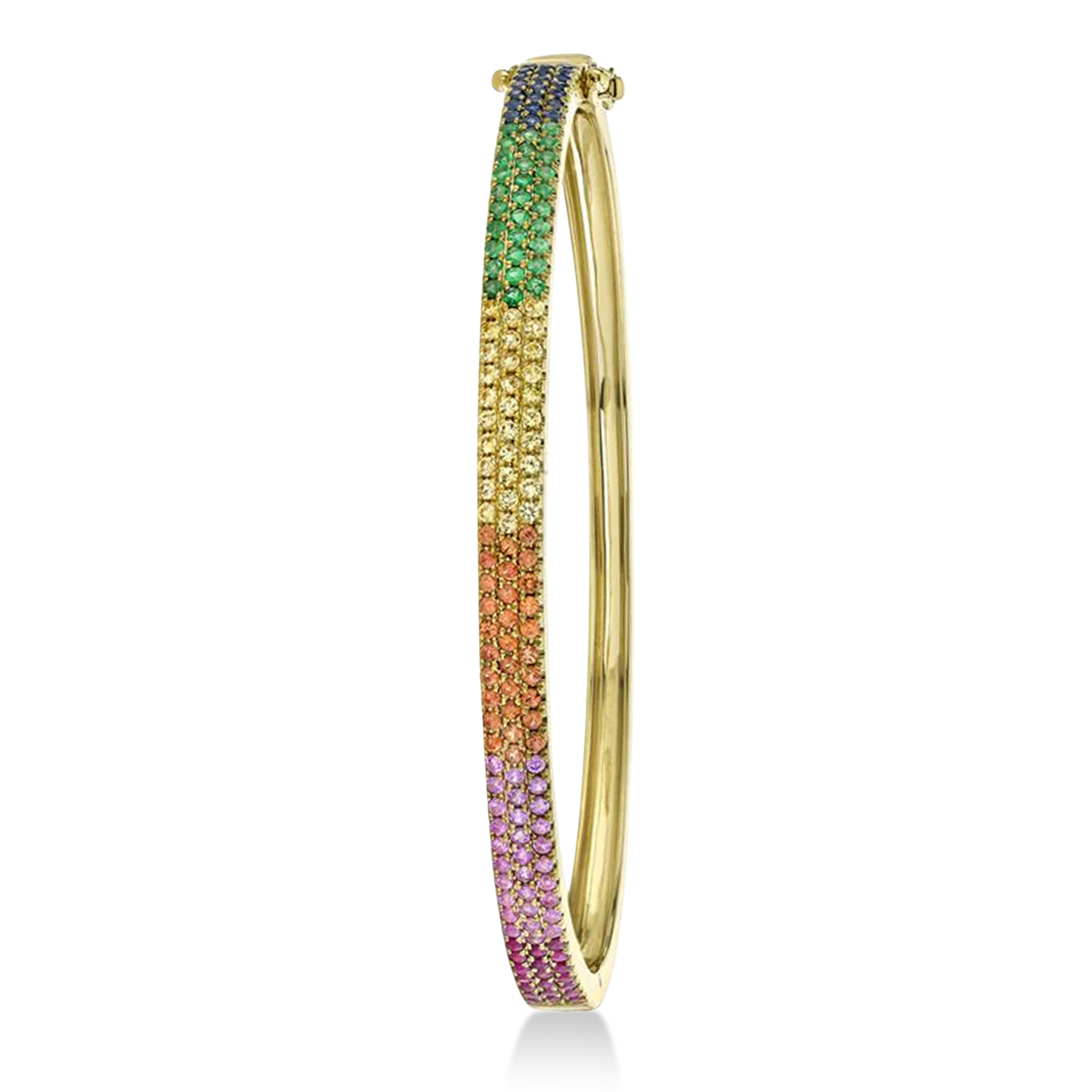 Rainbow Sapphire Pave Bangle in 14k Yellow Gold  (1.55ct)