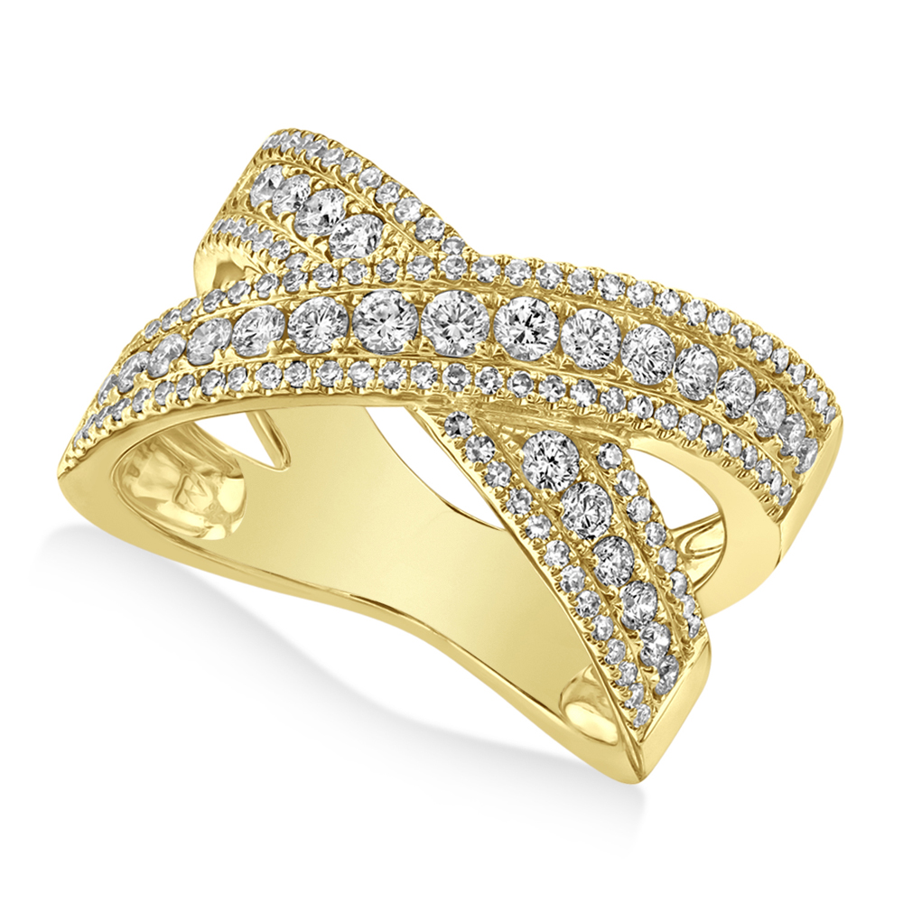 Diamond X Statement Bridge Ring 14k Yellow Gold (0.95ct)