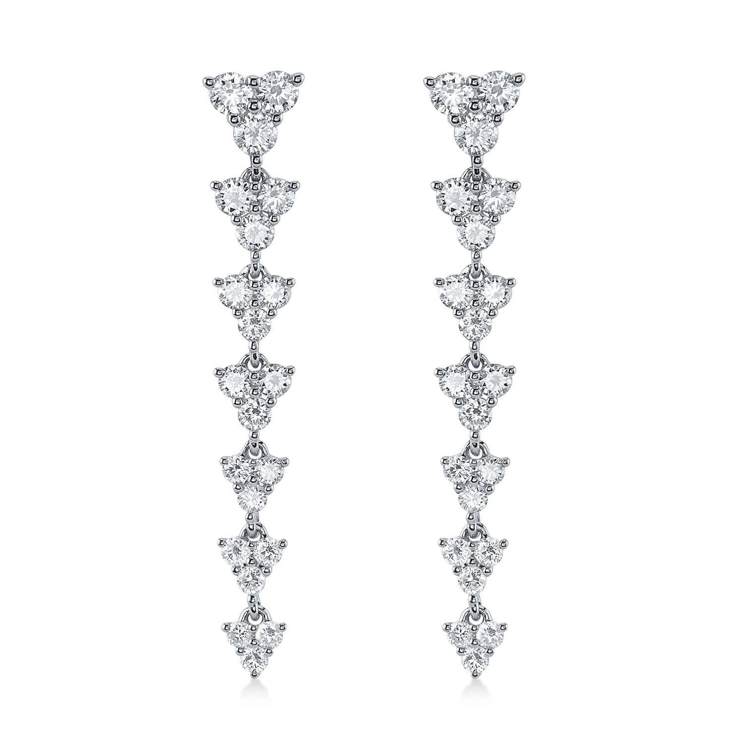 Dangling Diamond Drop Earrings in 14k White Gold (1.82ct)