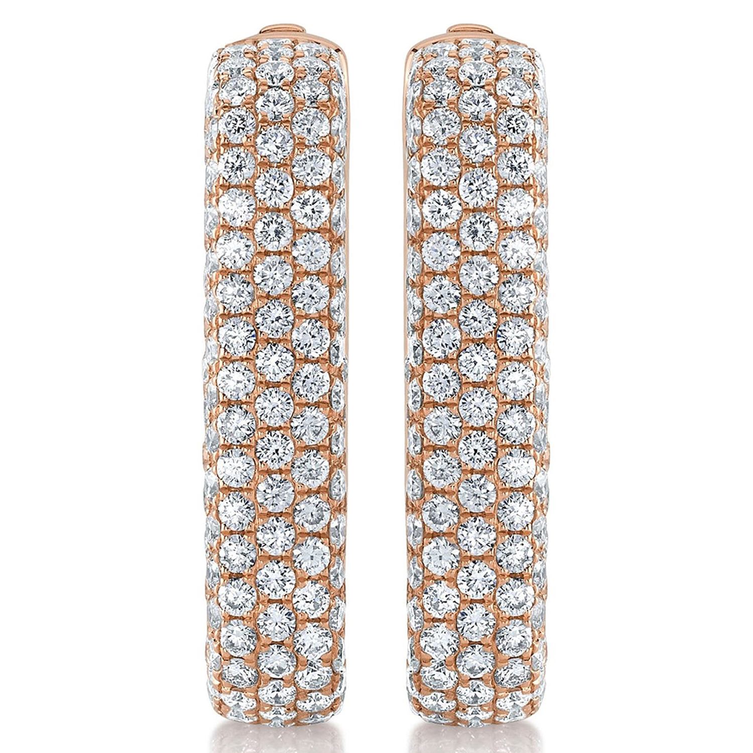 Diamond Pave  Rectangle Hoop Earring 14K Rose Gold (4.20ct)
