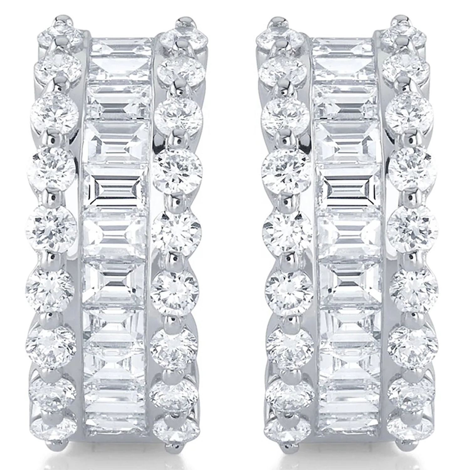 Baguette Lab Grown Diamond Huggie Earrings 14k White Gold (1.16ct)