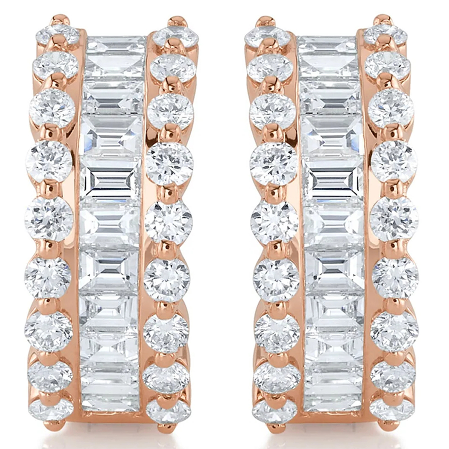 Baguette Lab Grown Diamond Huggie Earrings 14k Rose Gold (1.16ct)