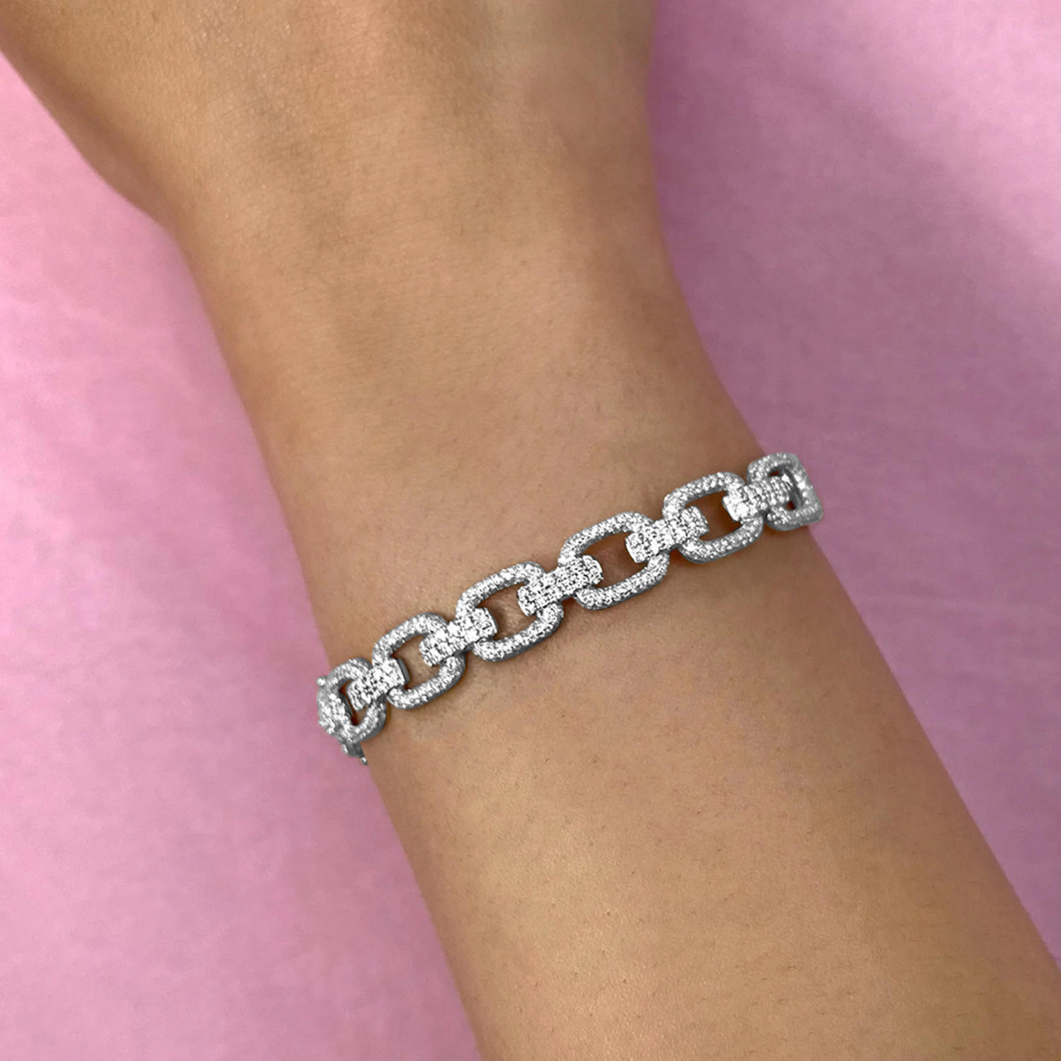bazo1199 white bracelet nettspend着用 Diamond Link Bangle Bracelet 14K White Gold (1.97ct) - AZ23599