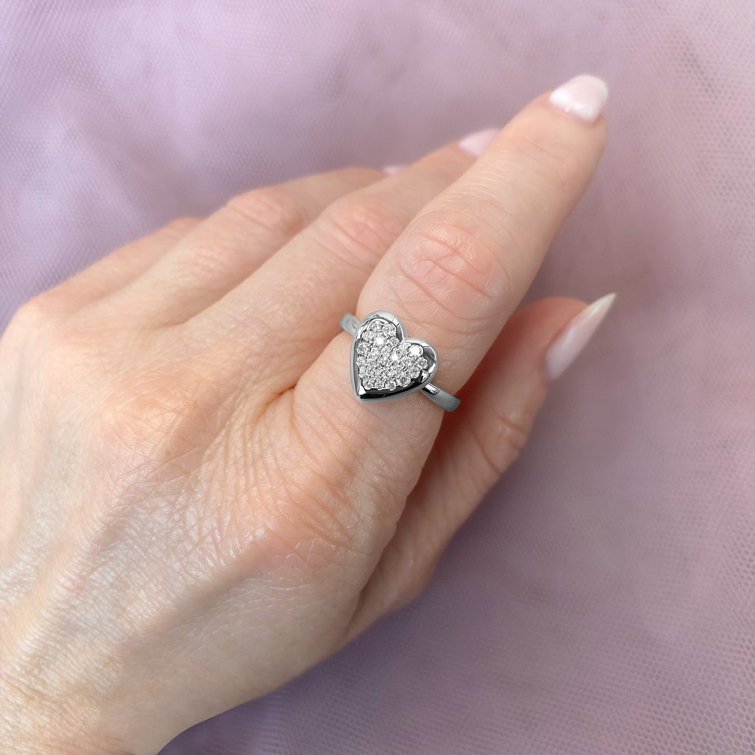 『TAKA ORIGINAL』Encrypted Heart Sterling Silver Ring Judith Ripka Sterling Silver CZ Diamonique Heart Ring Size