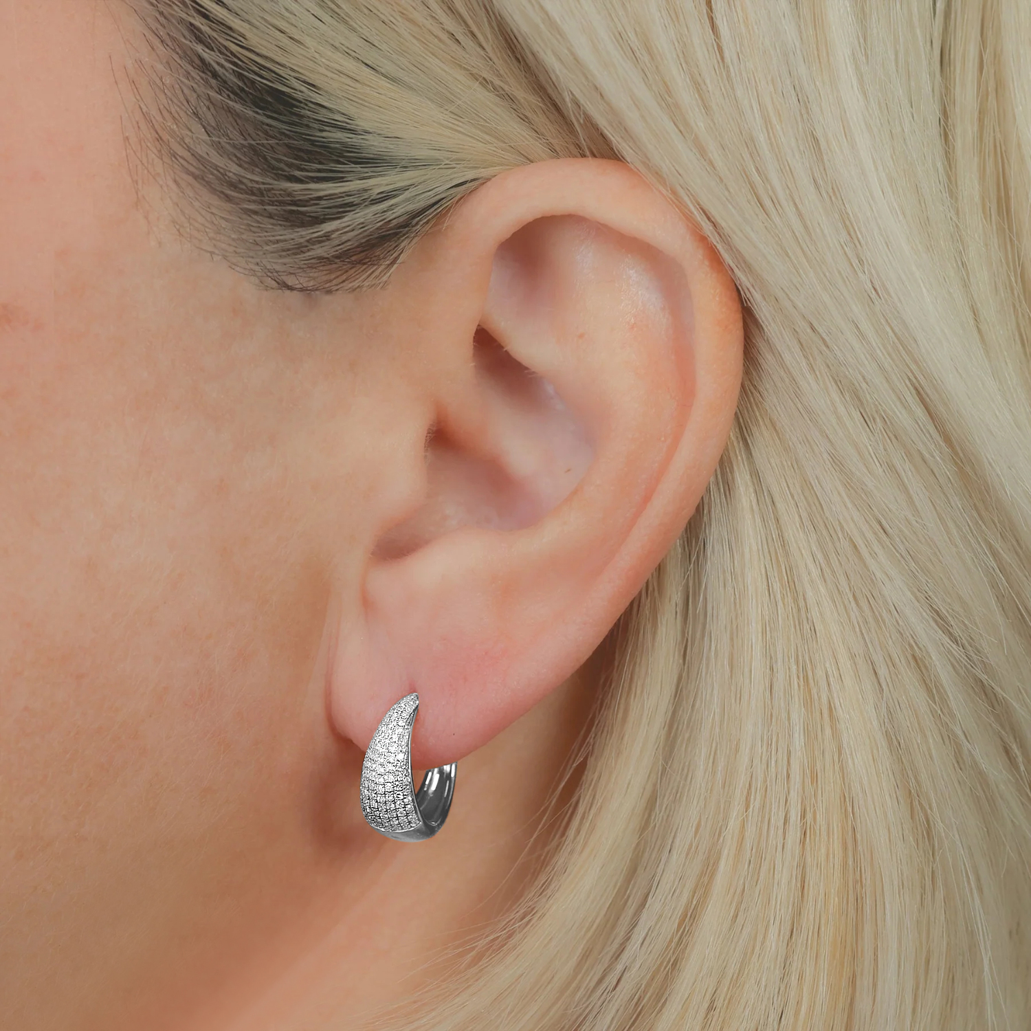 Diamond Huggie Earrings 14K White Gold (0.41ct)