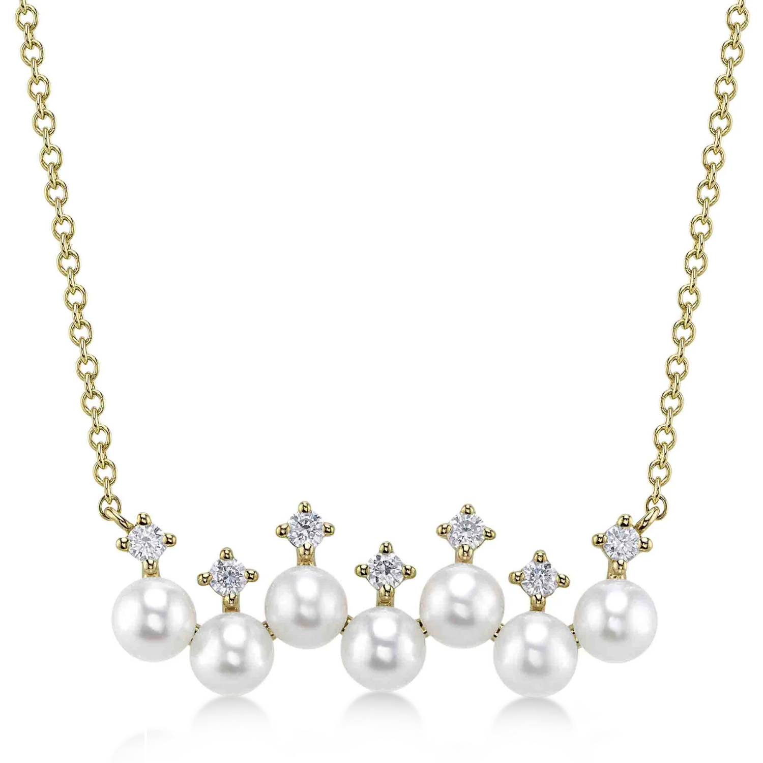 Cultured Pearl & Diamond Pendant Necklace 14K Yellow Gold (0.16ct)