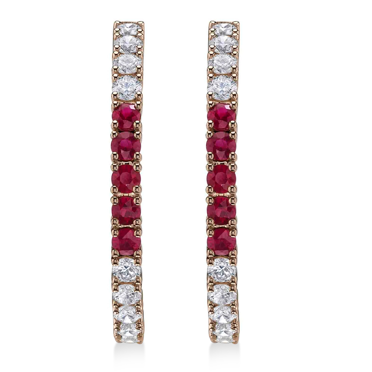 Ruby & Diamond Hoop Earrings 14K Rose Gold (1.51ct)