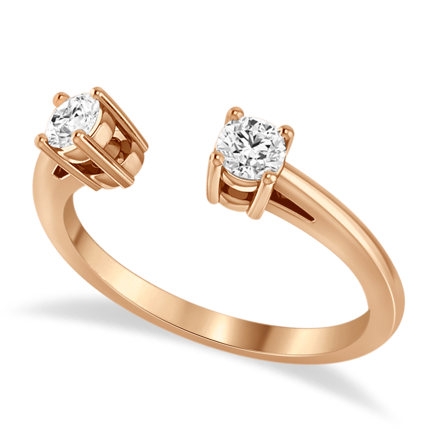 Round-Cut Diamond Open Shank Wedding Band 14k Rose Gold (0.34 ctw)