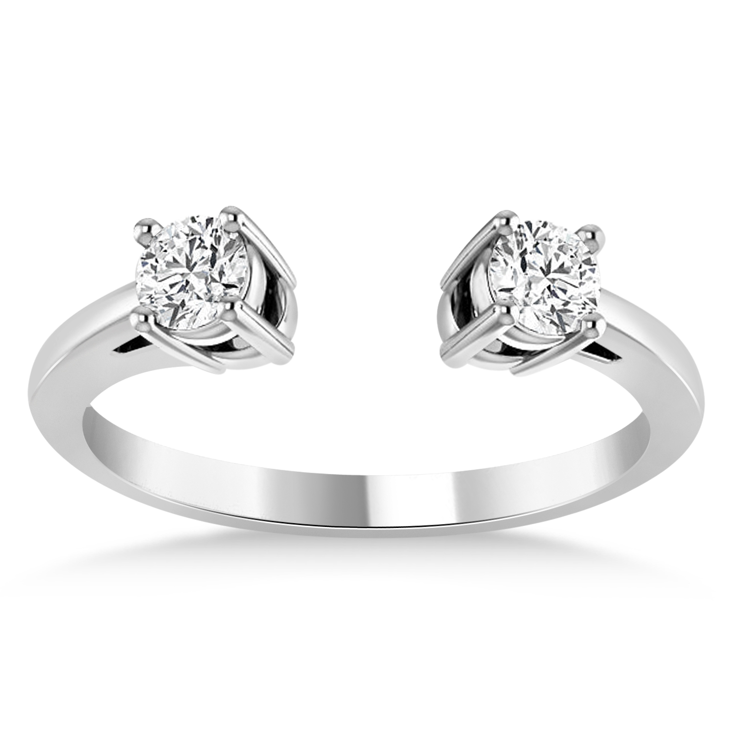 Round-Cut Diamond Open Shank Wedding Band 14k White Gold (0.34 ctw)