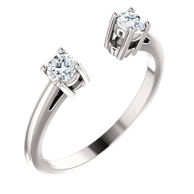 Round-Cut Diamond Open Shank Wedding Band Platinum (0.34 ctw)