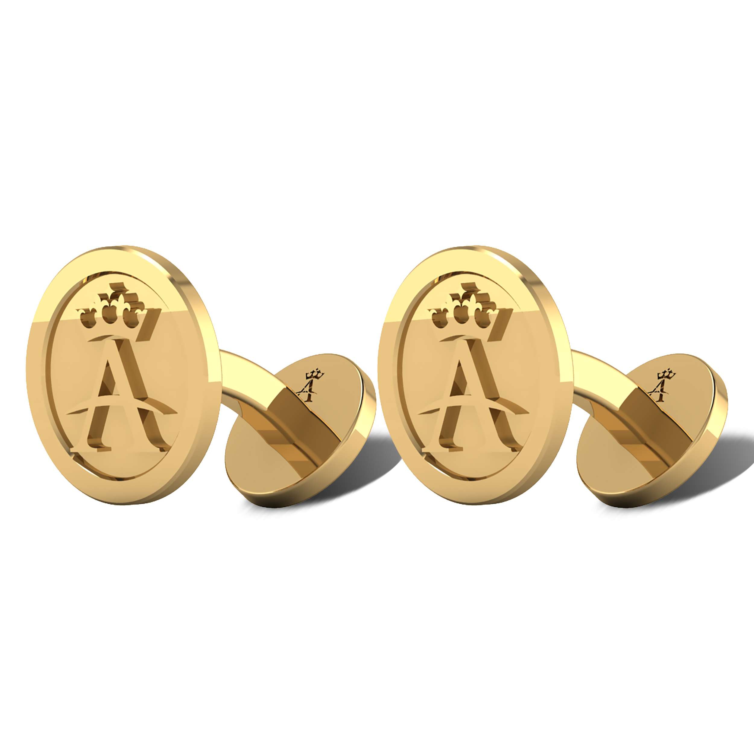Allurez A Crown Cuff Links 14k Yellow Gold