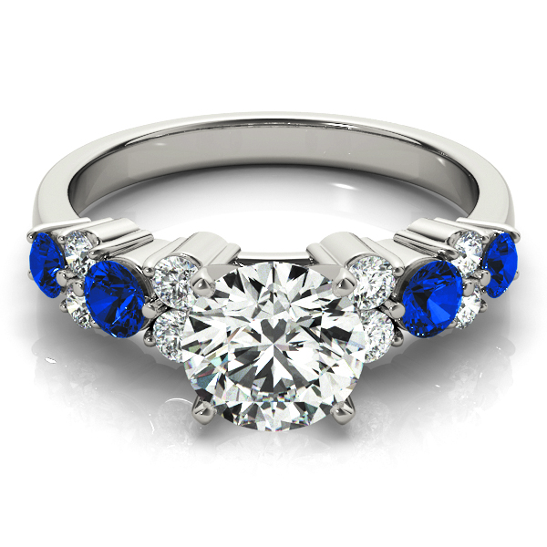Blue Sapphire & Diamond Engagement Ring Platinum (0.66ct)