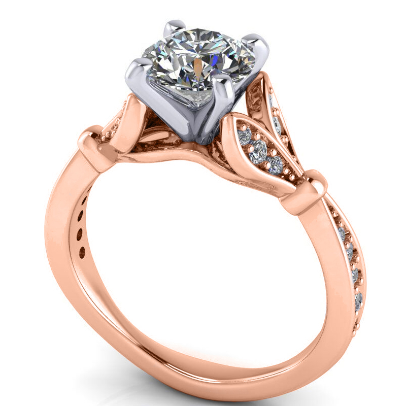 Diamond Accented Tulip Bridal Set 14K Rose Gold (0.38ct)