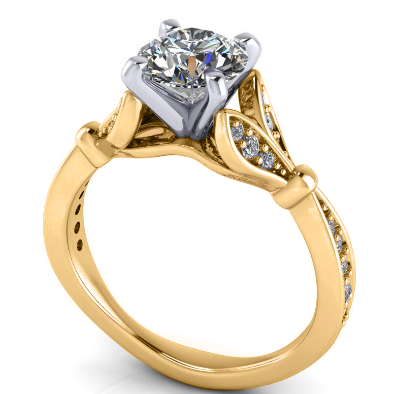 Diamond Accented Tulip Bridal Set 14K Yellow Gold (0.38ct)