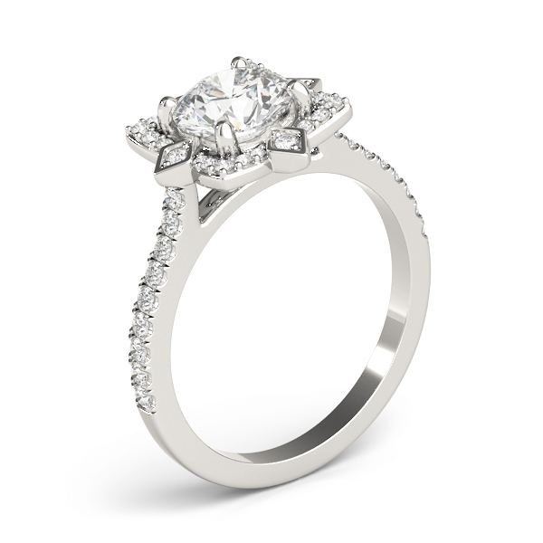 Diamond Royal Halo Engagement Ring Setting 14K White Gold (0.31ct)