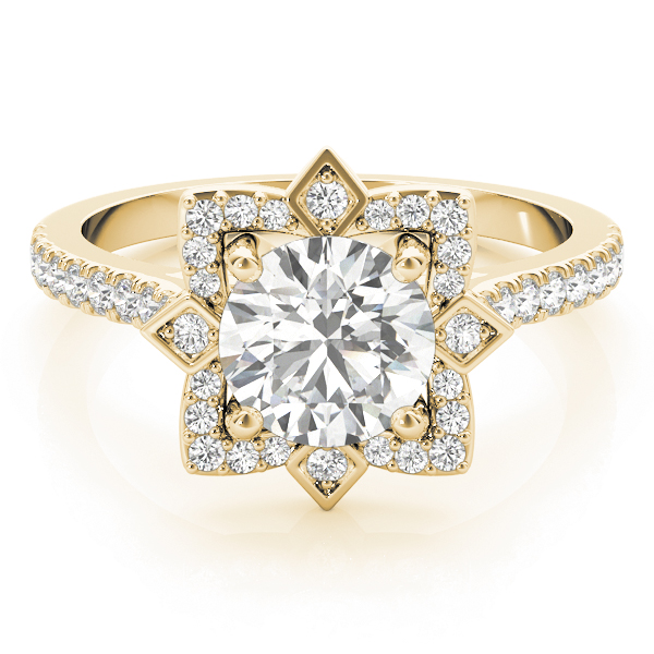 Diamond Royal Halo Engagement Ring Setting 14K Yellow Gold (0.31ct)