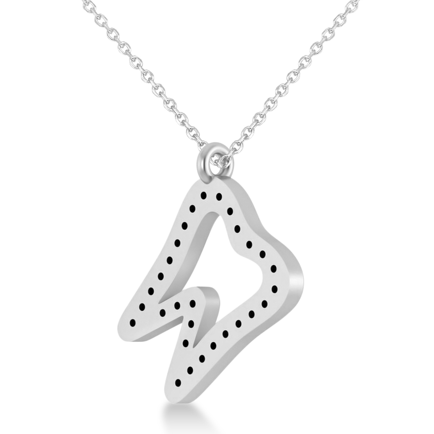 Diamond Angled Tooth Outline Pendant Necklace 14k White Gold (0.29ct)