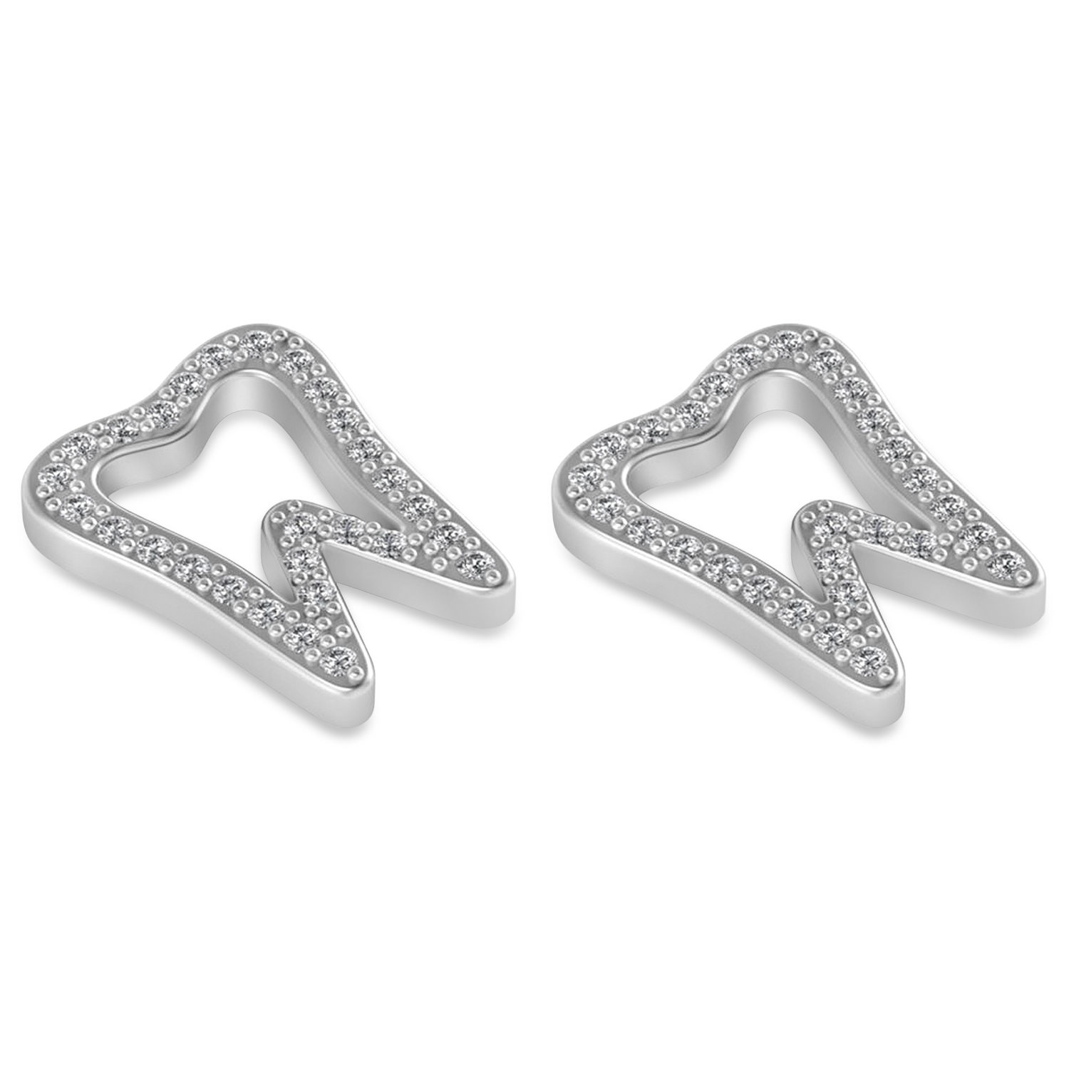 Diamond Tooth Outline Earrings 14k White Gold (0.28ct)