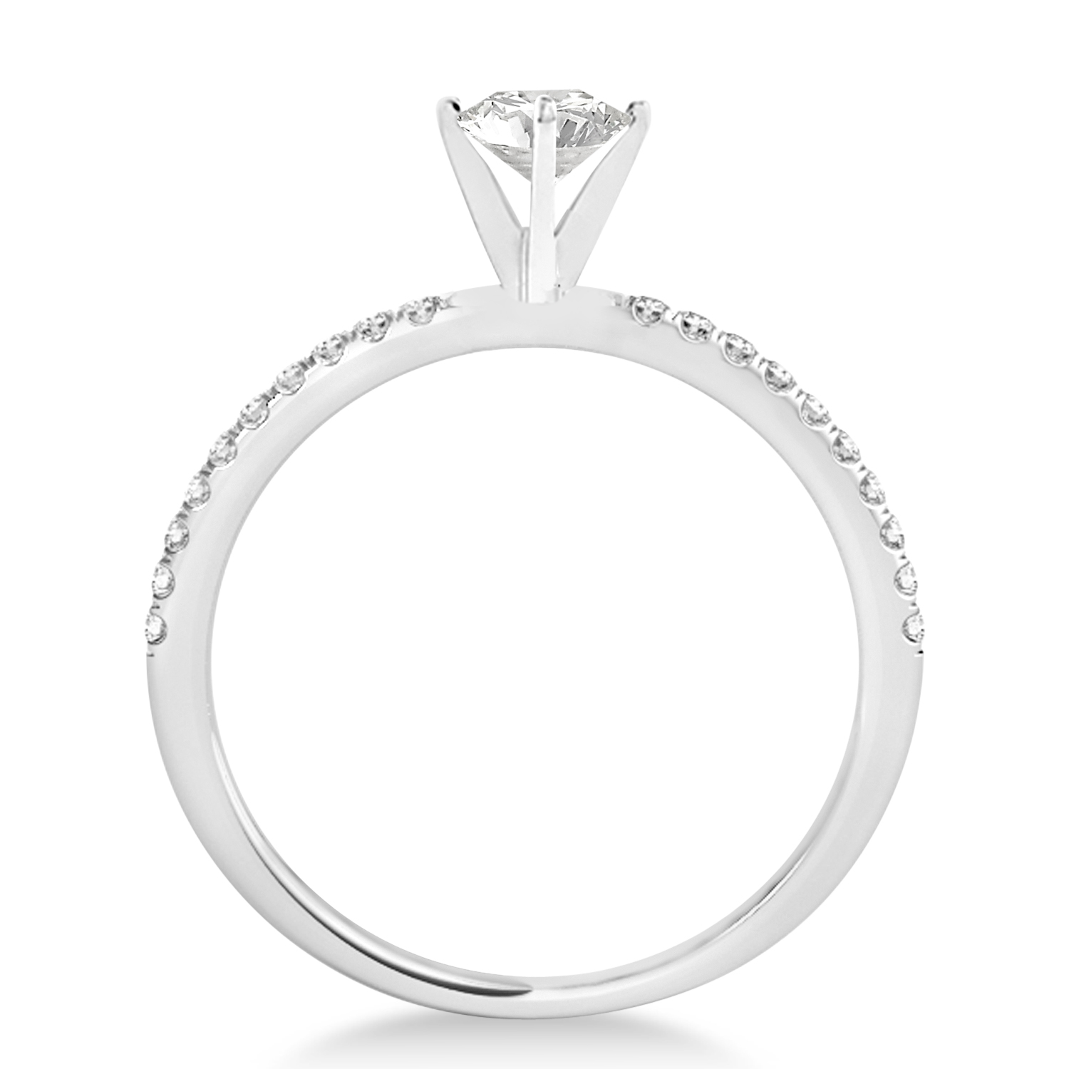 Lab Grown Diamond Accented Engagement Ring Setting 14k White Gold (0.62ct)