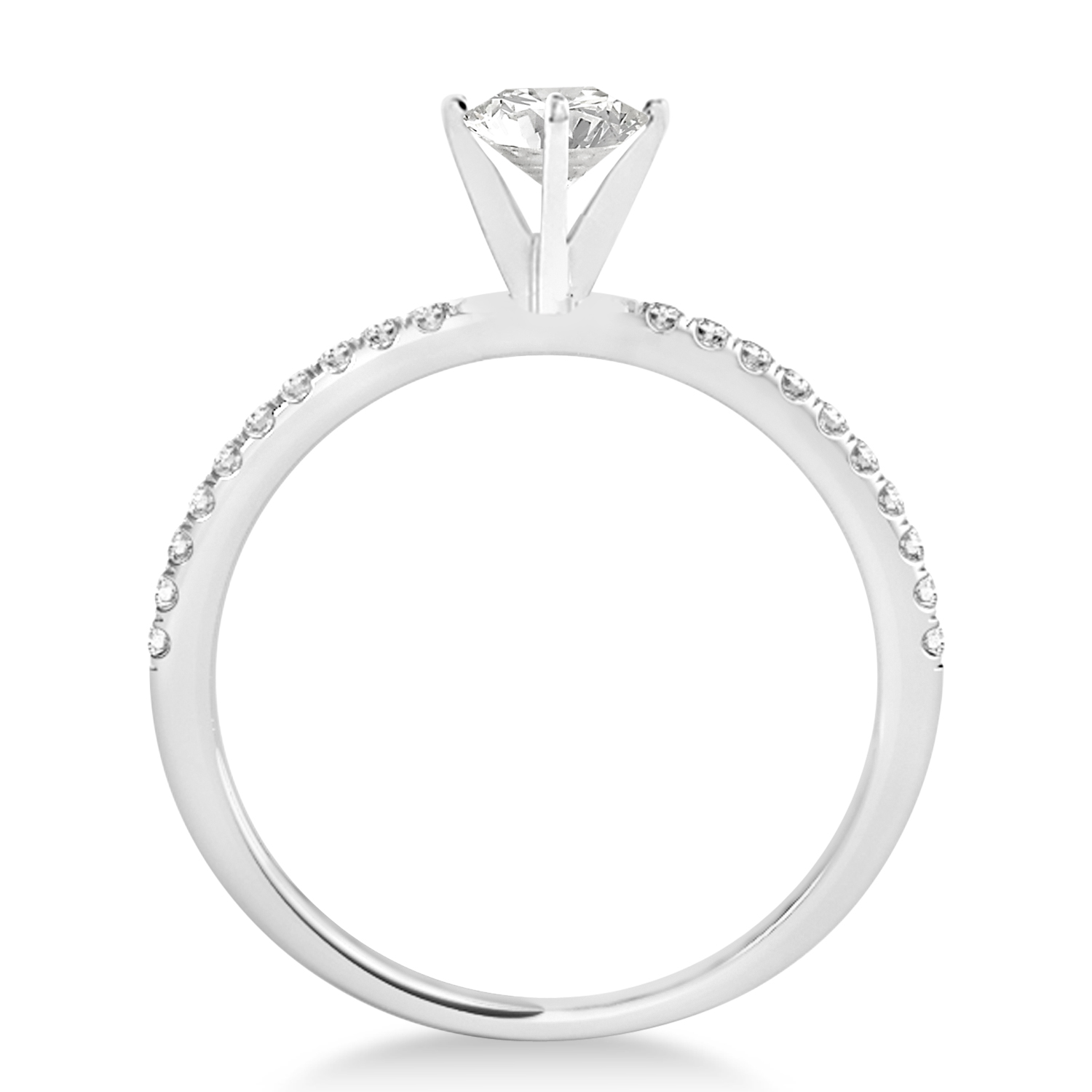 Lab Grown Diamond Accented Engagement Ring Setting 14k White Gold (1.12ct)