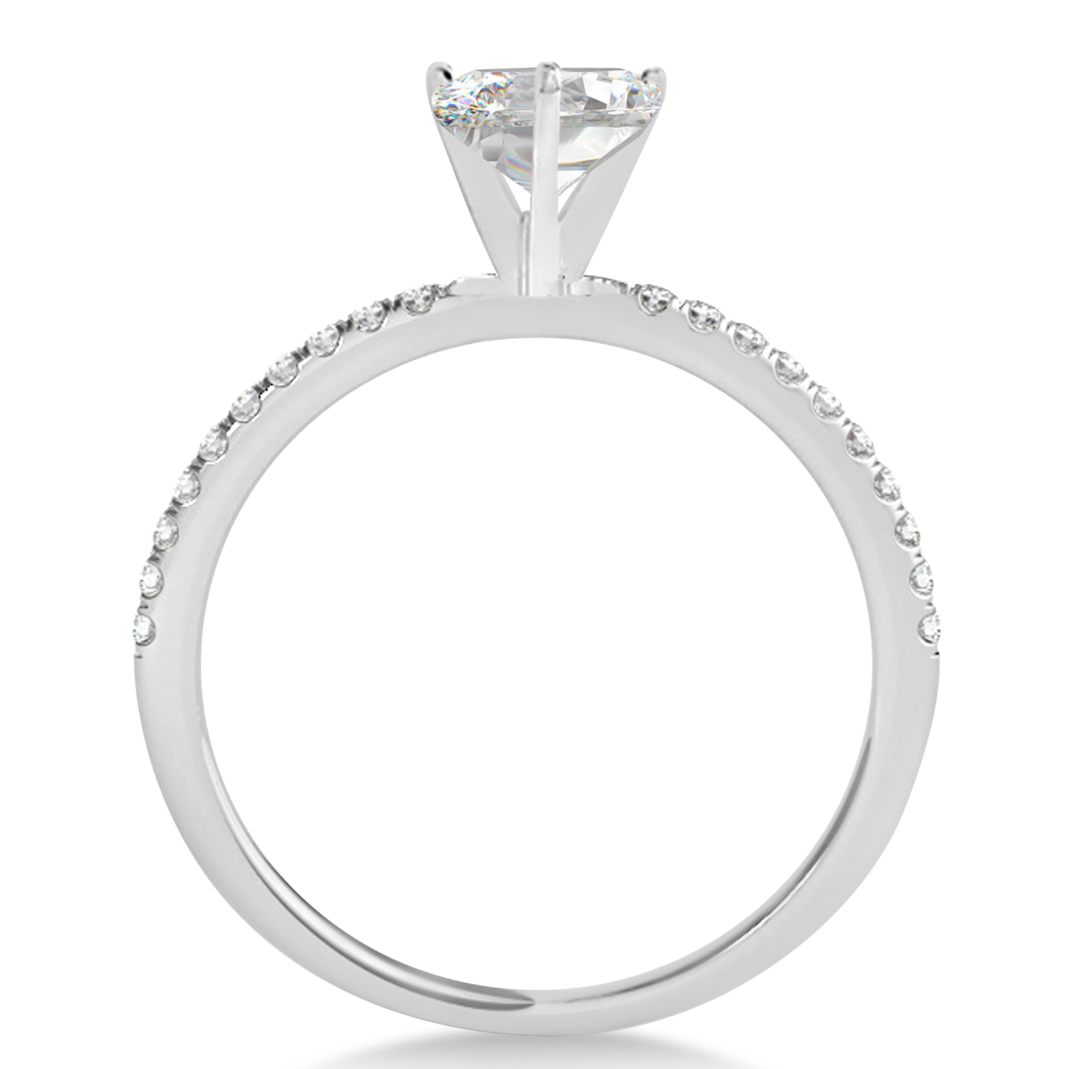 Lab Grown Diamond Accented Oval Shape Engagement Ring 14k White Gold (1.00ct)