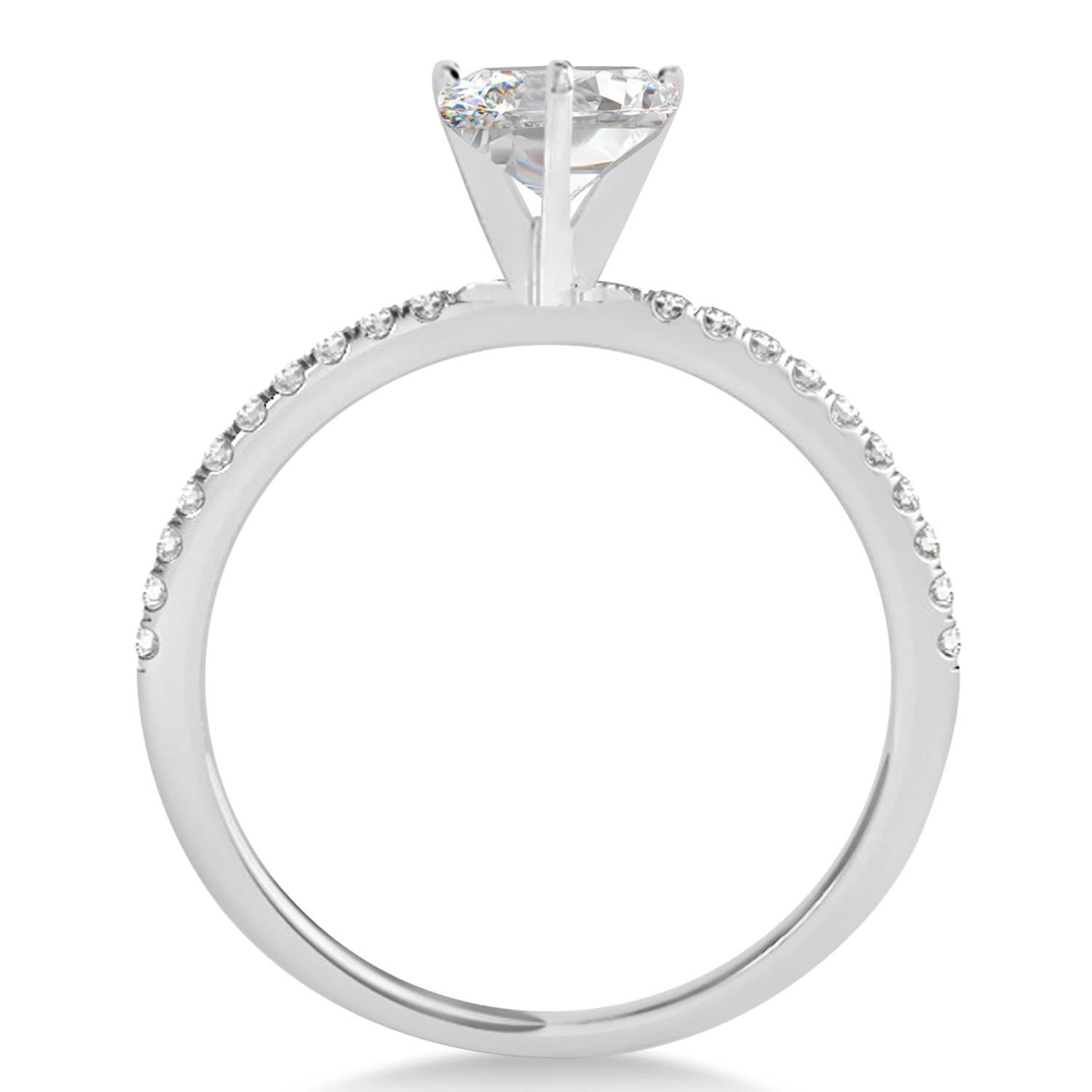 Lab Grown Diamond Accented Oval Shape Engagement Ring 14k White Gold (1.50ct)
