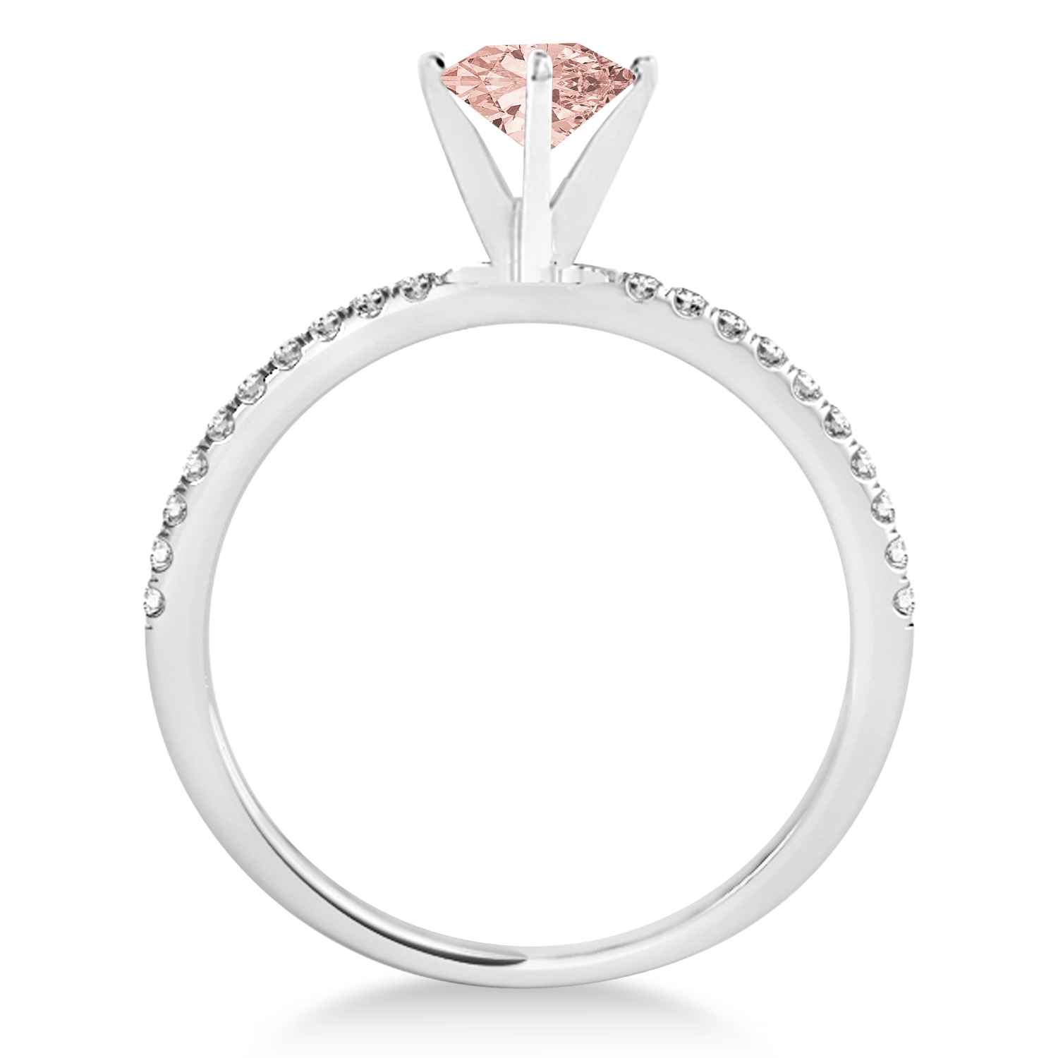 Morganite & Diamond Accented Oval Shape Engagement Ring 14k White Gold (1.50ct)