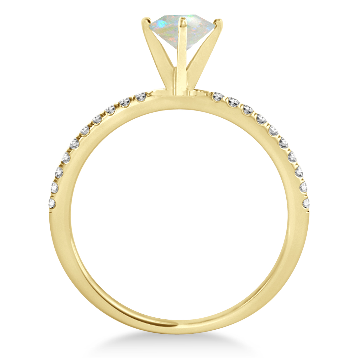 Opal & Diamond Accented Oval Shape Engagement Ring 18k Yellow Gold (1.50ct)